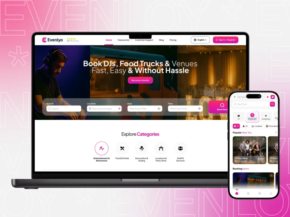 Evenlyo SaaS Platform | Multi Vendor Event Rental CRM & CMS