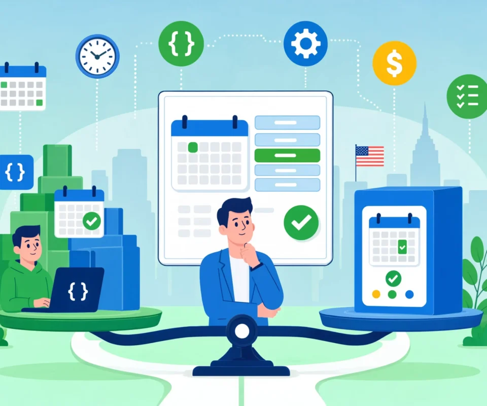Custom Booking System Build vs Buy Cover custom-booking-system-development-usa-image